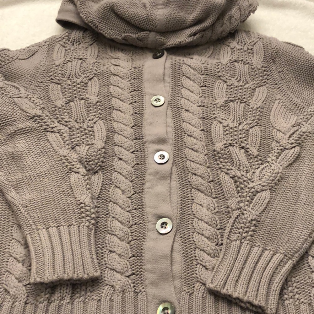 Kinross Cashmere cable-style cardigan hoodie